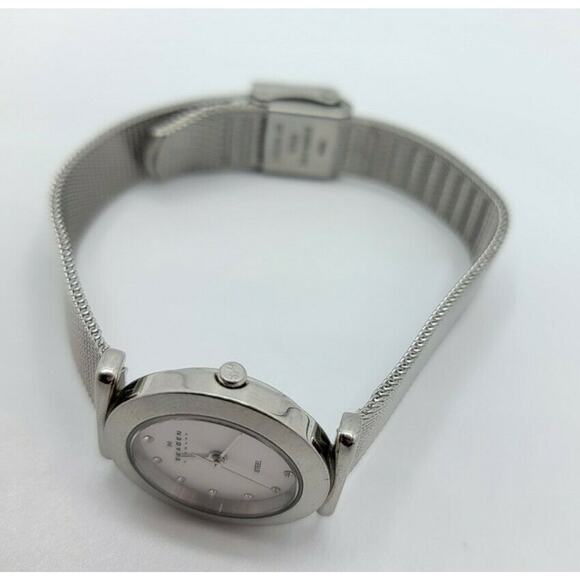 Ladies Skagen Steel 107SSSD Crystal Accents SS Mesh Quartz Watch New Battery - Picture 5 of 10